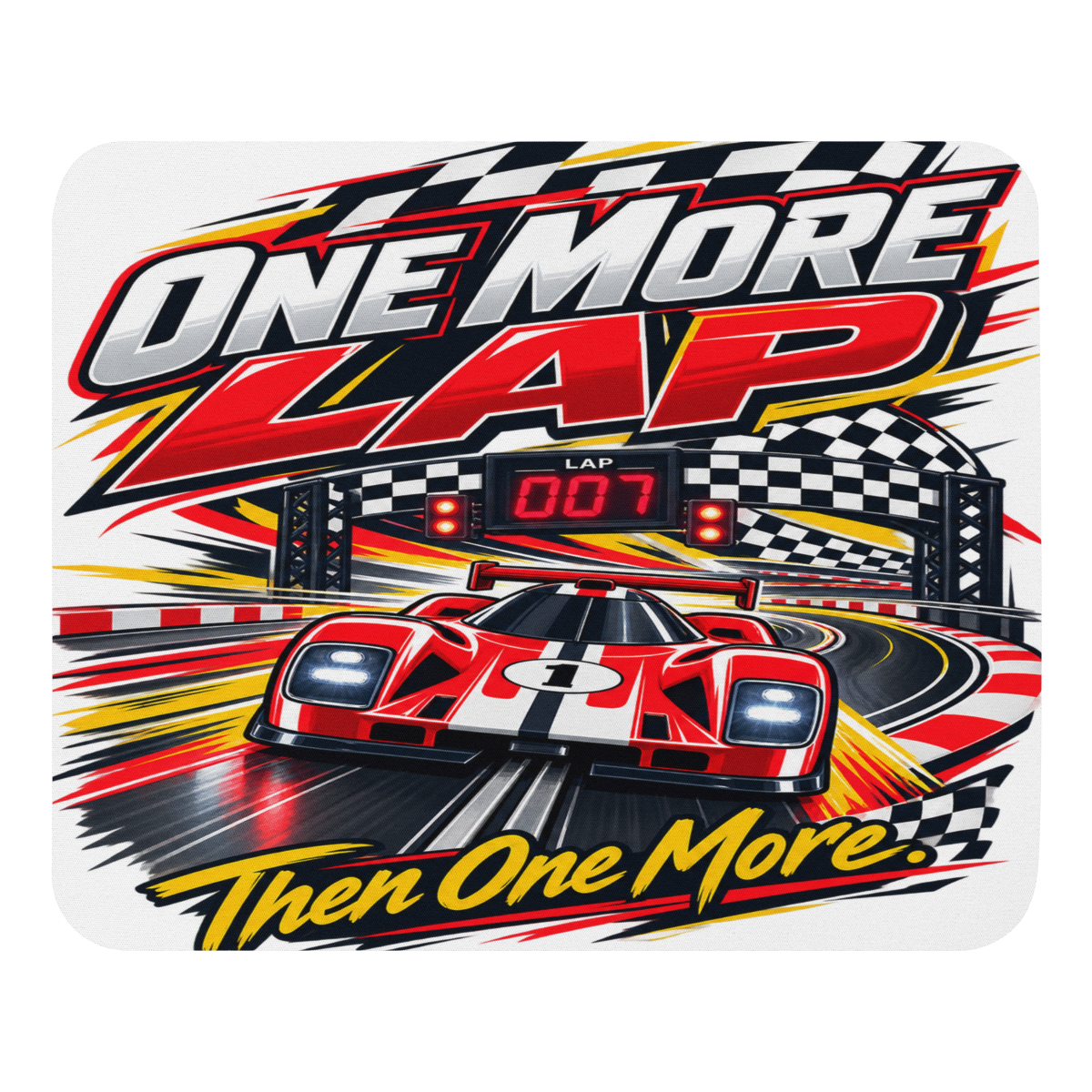 One More Lap Mouse Pad product mockup