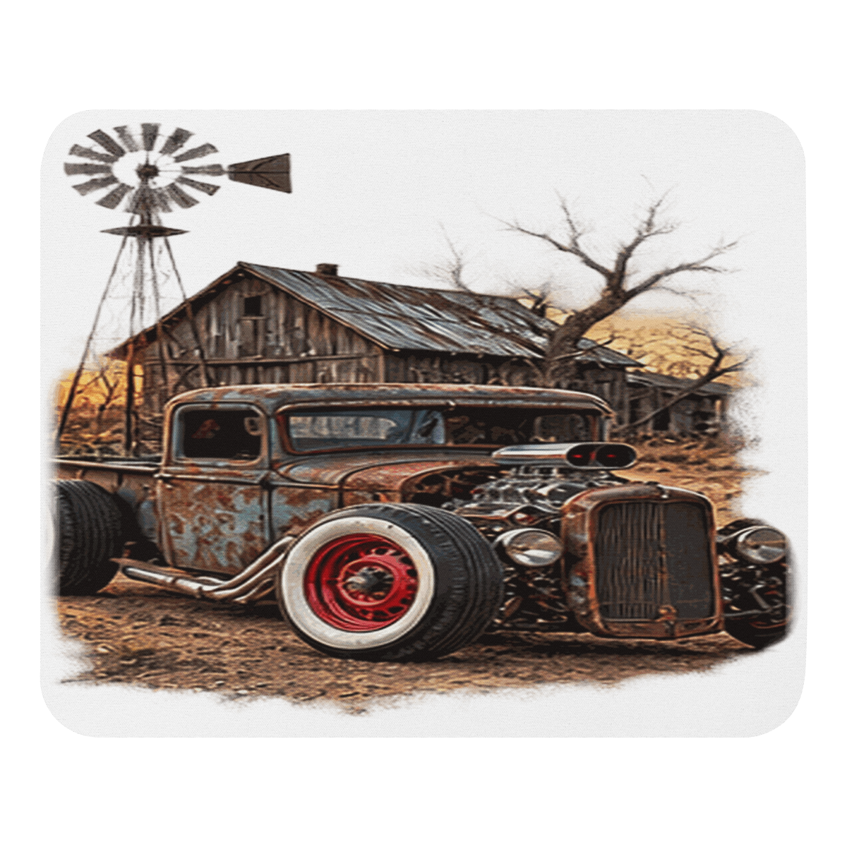 Rust and Thunder Rat Rod Pickup Mouse Pad product mockup