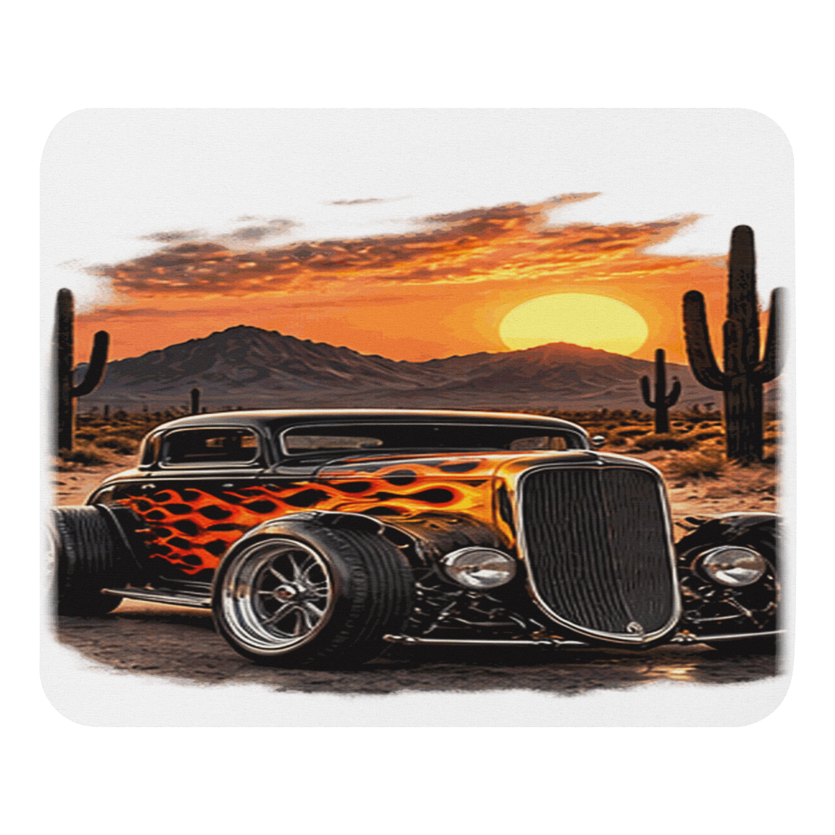 Desert Sunset Flame Coupe Mouse Pad product mockup