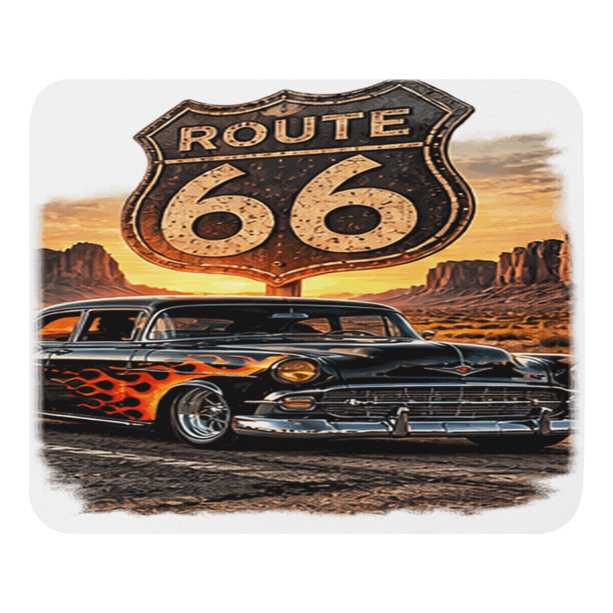 Route 66 Flame Cruiser Mouse Pad product mockup