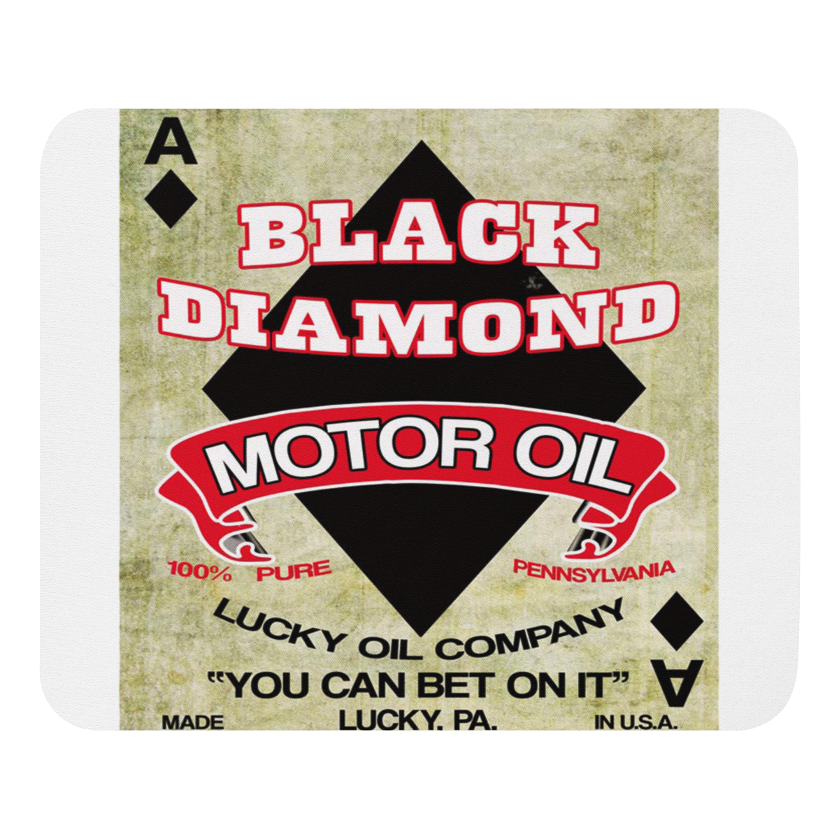 Black Diamond Motor Oil Vintage T-Shirt — Muncle Mikes Mouse Pad product mockup