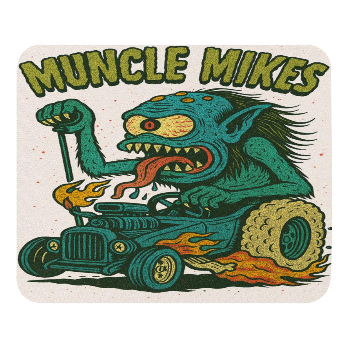 Monster Mugs 003 Hot Rod Coffee Mug — Muncle Mikes Mouse Pad product mockup