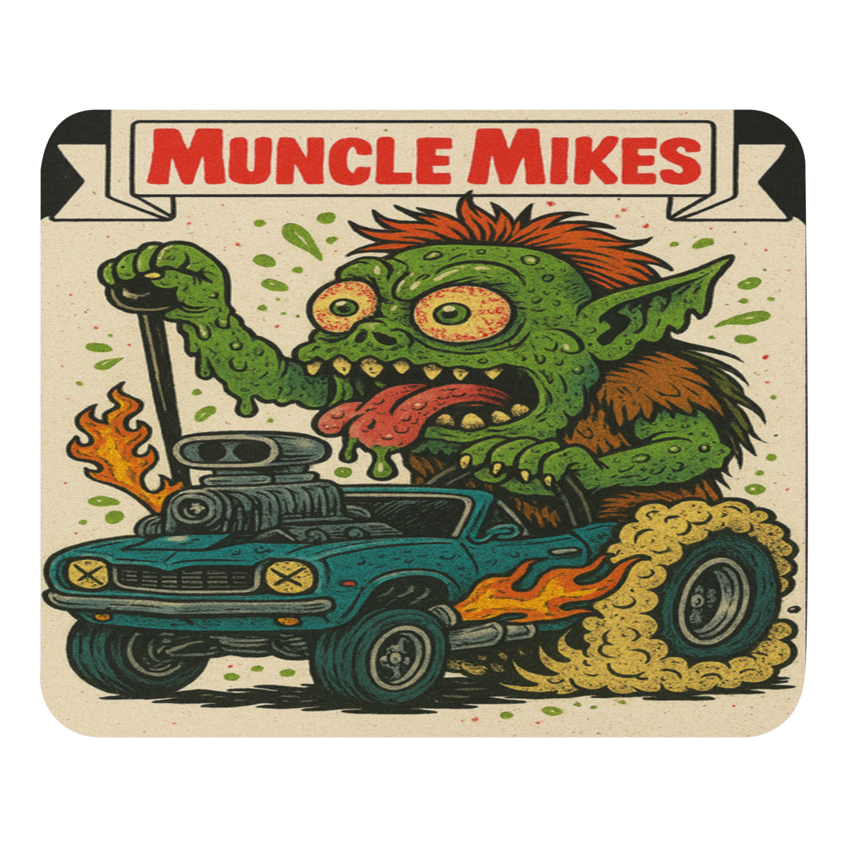 Monster Mugs 004 Hot Rod Coffee Mug — Muncle Mikes Mouse Pad product mockup