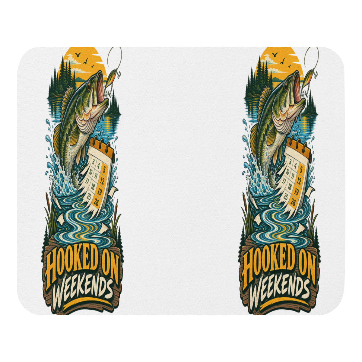 Hooked on Weekends Fishing Mouse Pad product mockup
