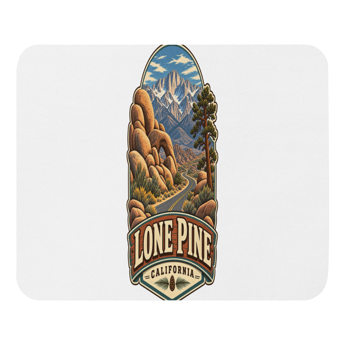 Lone Pine Scenic Road Mouse Pad product mockup
