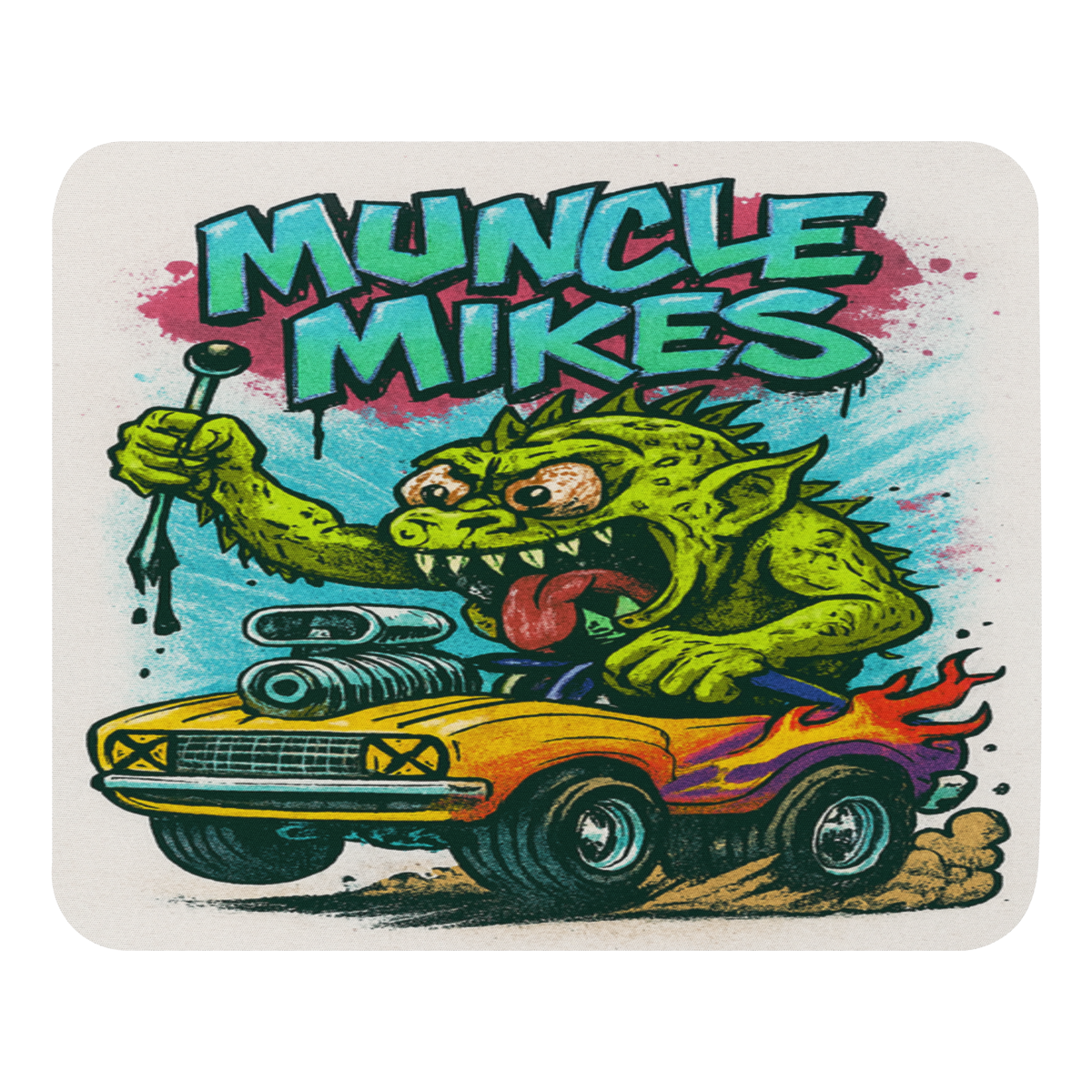 Hot Rod Monster 007 Mouse Pad — front view
