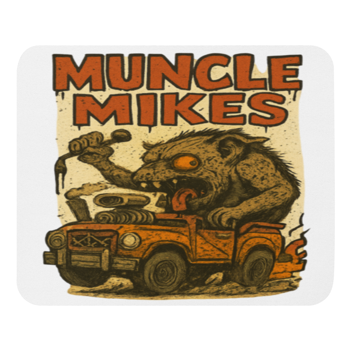 Muncle Mikes Hot Rod and Rat Rod Shirt Mayhem! Monster Rods! (009) Mouse Pad product mockup