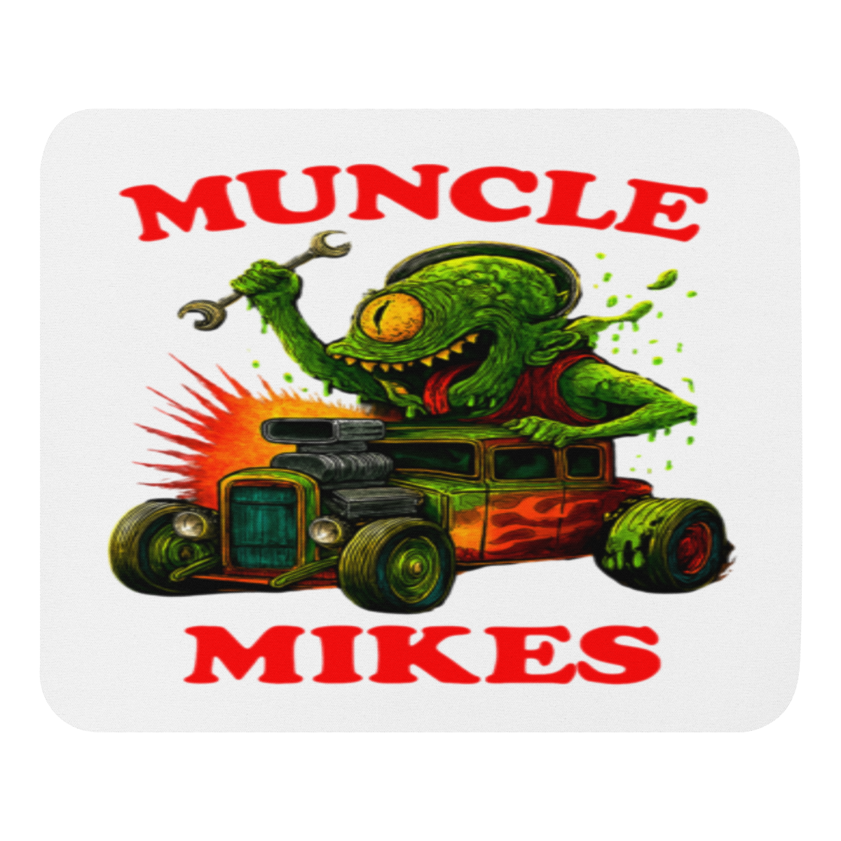 Muncle Mikes Hot Rod and Rat Rod Shirt Mayhem! Monster Rods! (025) Mouse Pad product mockup
