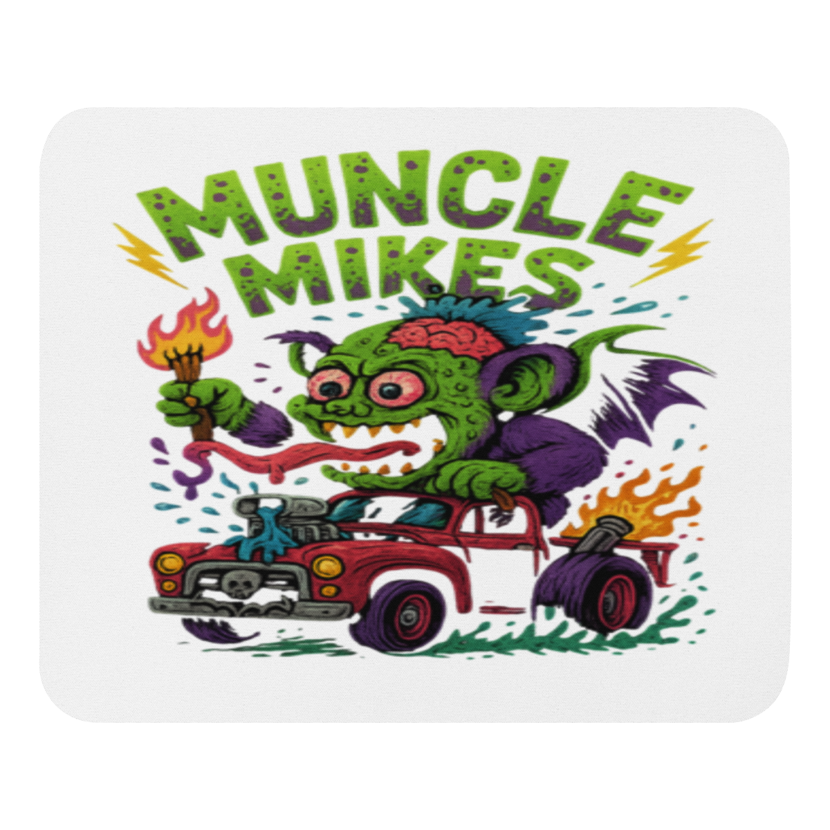 Muncle Mikes Hot Rod and Rat Rod Shirt Mayhem! Monster Rods! (030) Mouse Pad product mockup