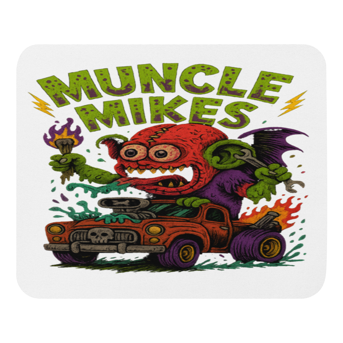 Muncle Mikes Hot Rod and Rat Rod Shirt Mayhem! Monster Rods! (031) Mouse Pad product mockup