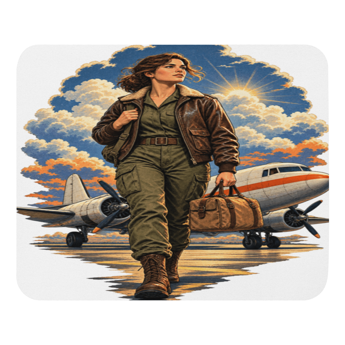 Vintage Aviation Pin-Up T-Shirt – Edition 33 Mouse Pad product mockup