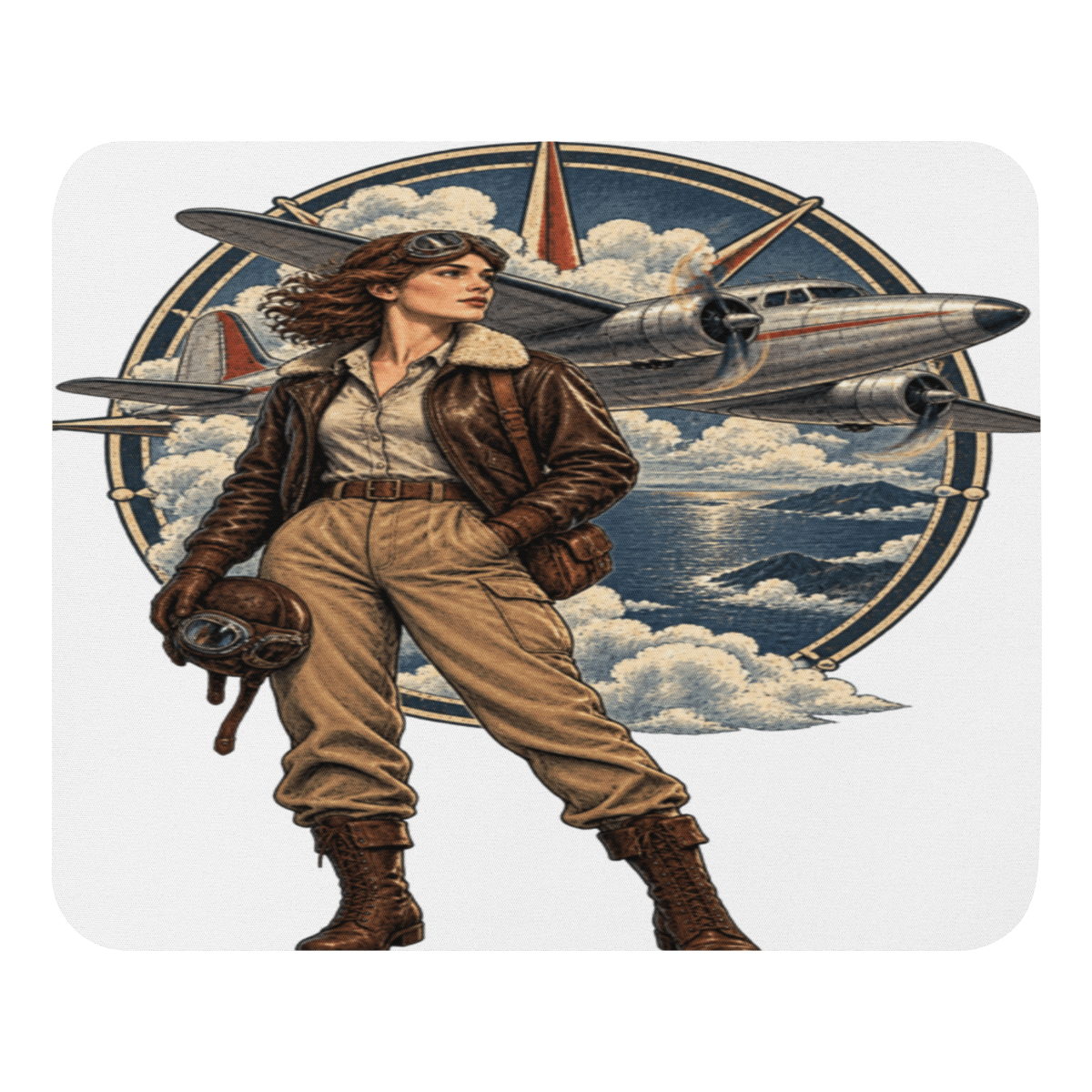 Vintage Aviation Pin-Up T-Shirt – Edition 38 Mouse Pad product mockup
