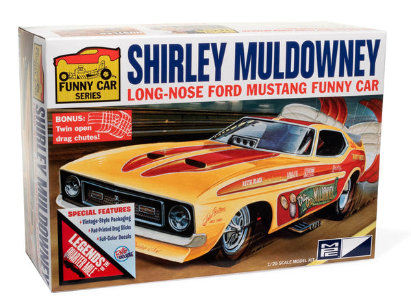 MPC1001 Shirley Muldowney Long-Nose Ford Mustang Funny Car 1:25 model kit - Retail box front