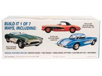 MPC1002 1/25 1960 Chevrolet Corvette 7-in-1 model kit — box side showing build options and details