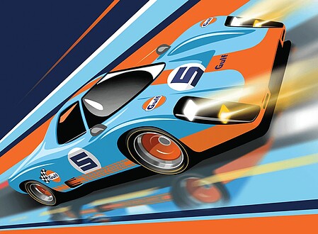 MPC Gulf Racing Impostore Collector Tin, 1:25 Scale – MPC1043 exact product image
