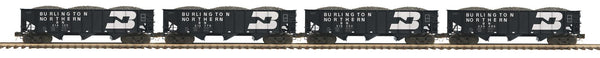 MTH 20-92362 O scale Burlington Northern set of four 70-ton three-bay hoppers with loads