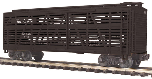 MTH 20-94731 O scale Denver and Rio Grande steel-sided stock car, manufacturer model view