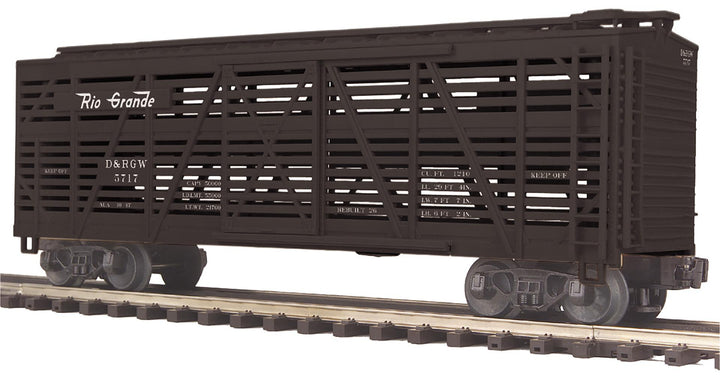MTH 20-94731 O scale Denver and Rio Grande steel-sided stock car, manufacturer model view