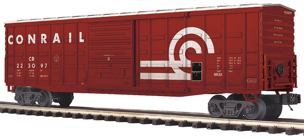 MTH 20-99479 O scale Conrail red-brown 50-foot waffle-side boxcar