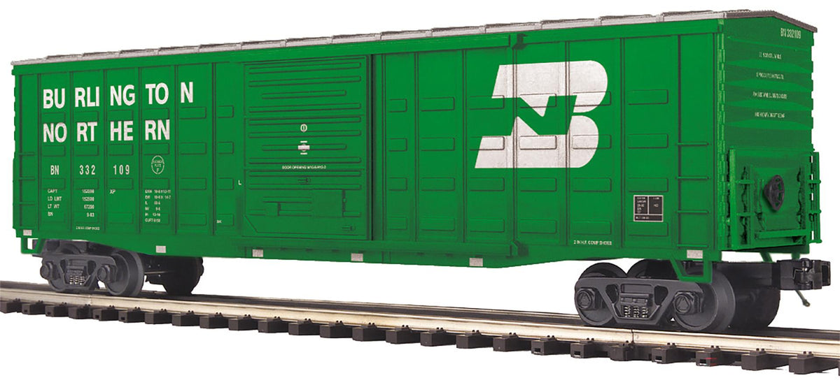 MTH 20-99480 O scale Burlington Northern green 50-foot waffle-side boxcar