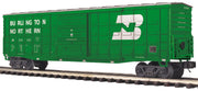 MTH 20-99480 O scale Burlington Northern green 50-foot waffle-side boxcar
