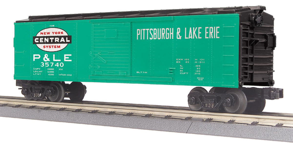 MTH 30-71159 O gauge Pittsburgh and Lake Erie green RailKing boxcar, showing car 35740