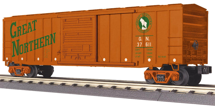 MTH 30-71295 O gauge Great Northern orange 50-foot modern boxcar