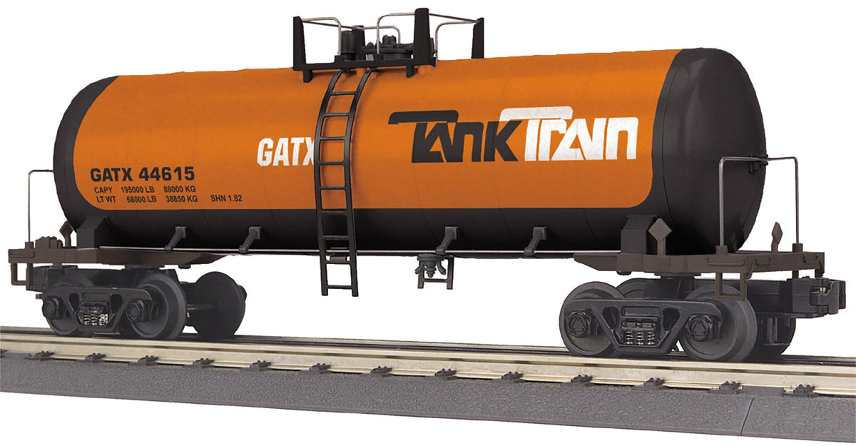 MTH 30-73634 O gauge Tank Train modern tank car GATX 44615 in orange and black