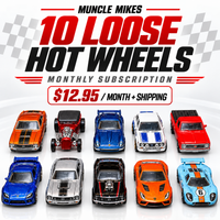 Muncle Mikes 10 loose Hot Wheels monthly subscription, $12.95 per month plus shipping, red-and-black design