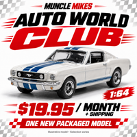 Muncle Mikes Auto World 1:64 Club — one packaged diecast model monthly; illustration, selection varies