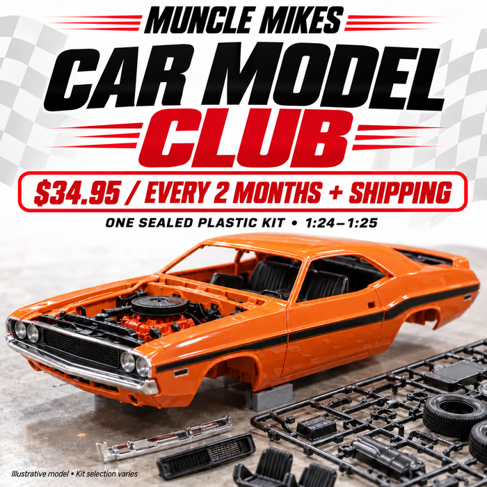Muncle Mikes Car Model Club — one plastic model kit every two months, $34.95 plus shipping; illustrative model