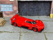 Cadillac Project GTP Hypercar red custom Hot Wheels with red wheels and rubber tires