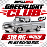 Muncle Mikes GreenLight 1:64 Club — one packaged diecast model monthly; illustration, selection varies