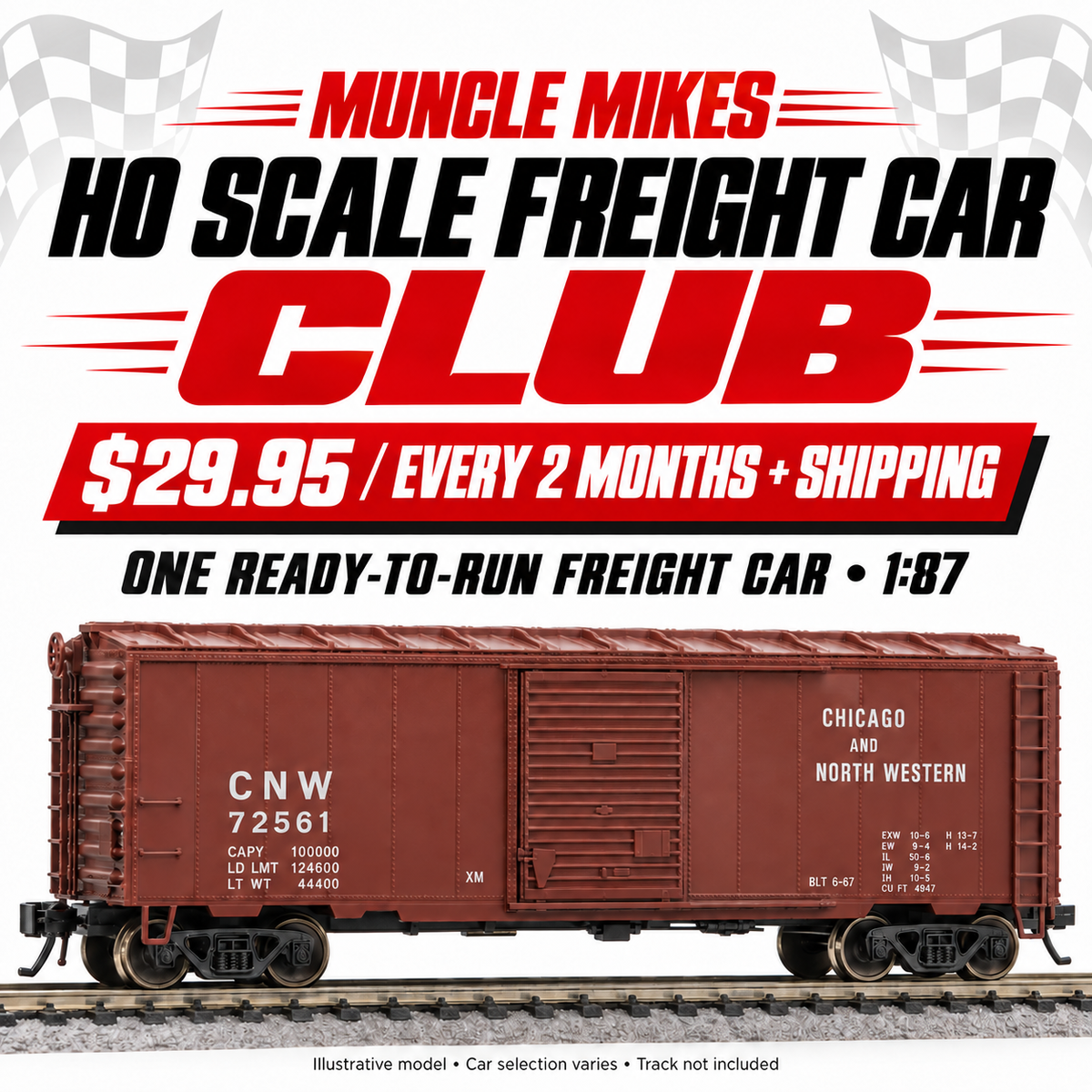 Muncle Mikes HO Scale Freight Car Club — $29.95 every two months plus shipping; illustrative model, selection varies