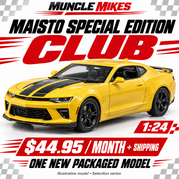 Muncle Mikes Maisto 1:24 Club — one packaged diecast model monthly; illustration, selection varies
