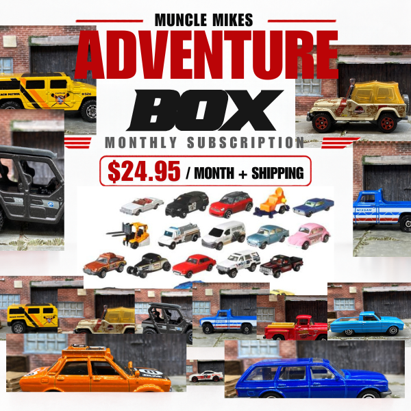 Muncle Mikes Matchbox Adventure Box featuring six real-world Matchbox vehicles