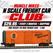 Muncle Mikes N Scale Freight Car Club — $29.95 every two months plus shipping; illustrative model, selection varies