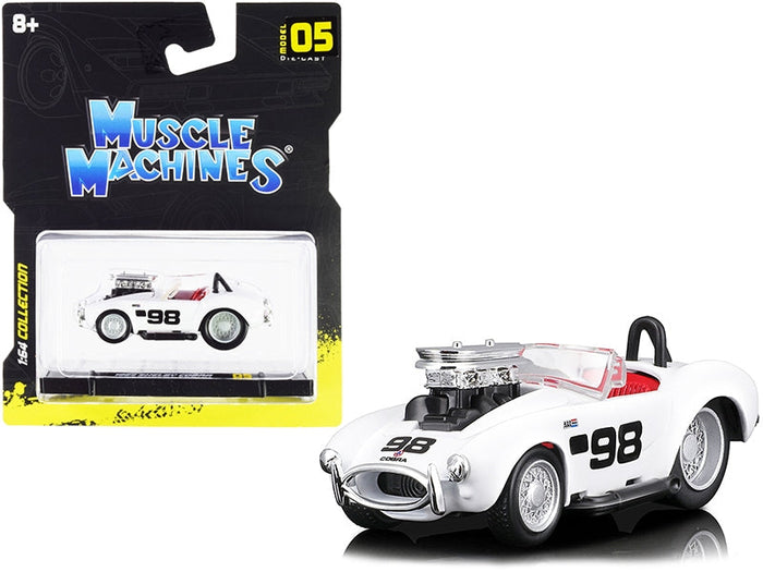1964 Shelby Cobra #98 White/Red Interior – Muscle Machines 1:64