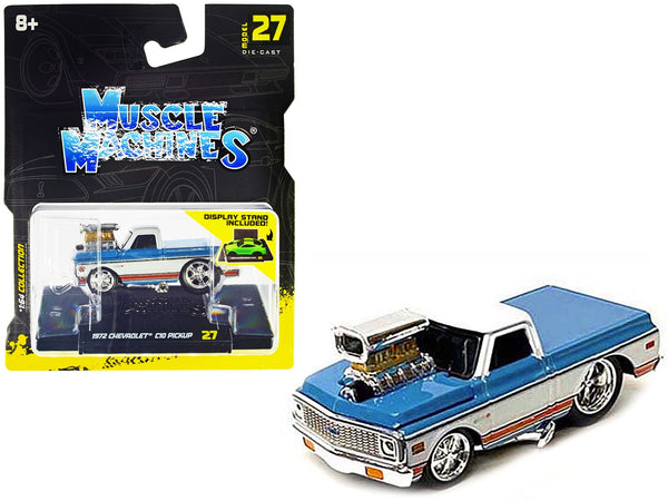 1972 Chevrolet C10 Blue/White – Muscle Machines 1:64