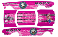 1963 Chevy II Navy Veteran Hot Pink — five-piece artwork preview matching the selected PDF, with original lettering, seals and flag preserved.