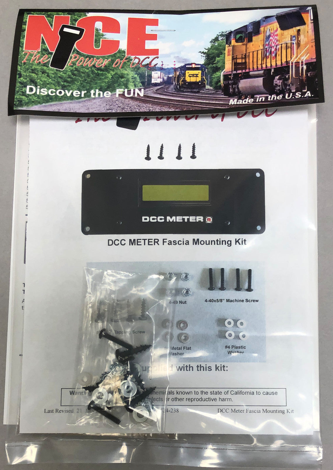 NCE 0328 DCC Meter fascia mounting kit with panel and hardware