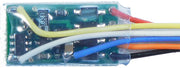 NCE 524-119 N12SR decoder — close-up of the circuit board, protective sleeve and colored wiring.