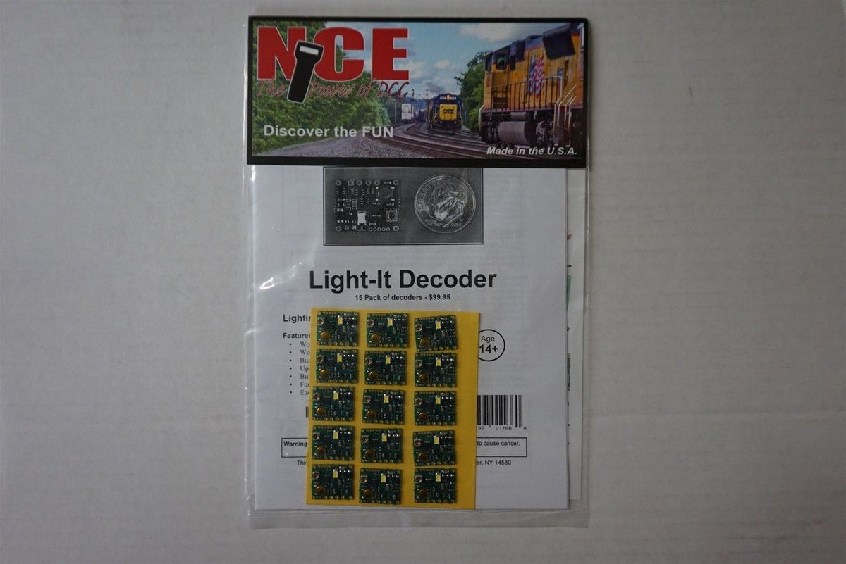 NCE 524-163 Light-It lighting and signal decoder 15-pack — fifteen decoder boards with retail packaging.