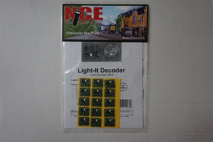 NCE 524-163 Light-It lighting and signal decoder 15-pack — fifteen decoder boards with retail packaging.