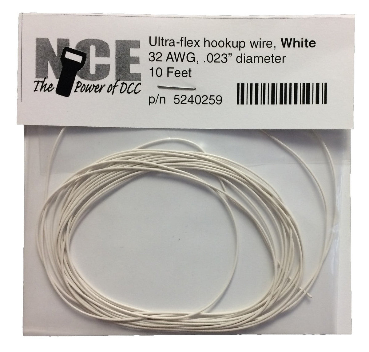 NCE 5240259 10-foot 32 AWG white Ultra-Flex hookup wire