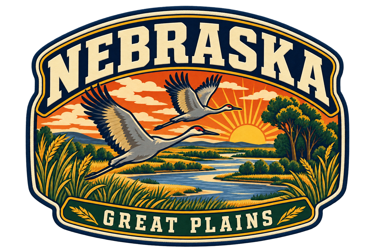 Nebraska heritage badge embroidery artwork