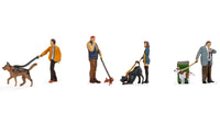 NOCH 15471 HO scale People with Dogs painted figures