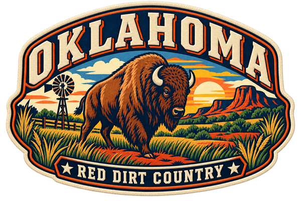 Oklahoma heritage badge embroidery artwork