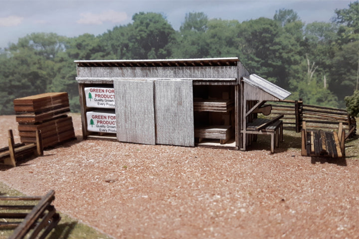 Manufacturer completed lumber shed and cutting station example for Osborn 3118