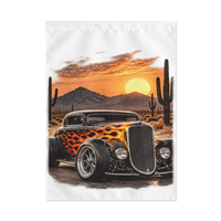 Desert Sunset Flame Coupe Outdoor Flag product mockup